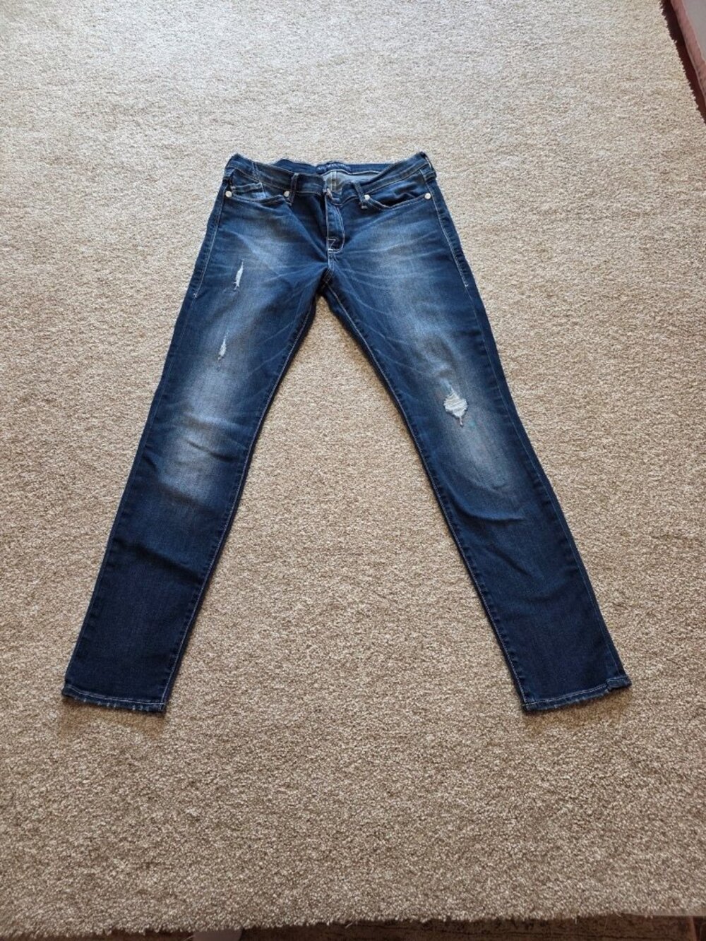 Rock & Republic Women’s Distressed Denim Straight Leg Blue Jeans Size 12